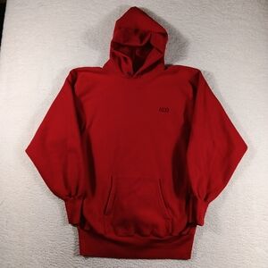 Vintage 80s Lands End Champion Hoodie Mens XL Red Reverse Weave USA HeavyWeight